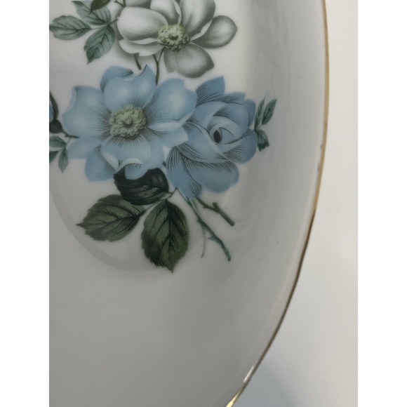 Tilso Japan Vintage Butter Dish Trinket Dish Shades of Blue Roses - Picture 8 of 16